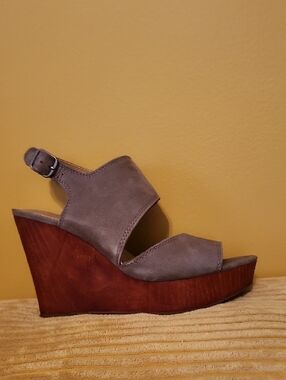 Lucky Brand Taupe Suede Double-Band Sandals
